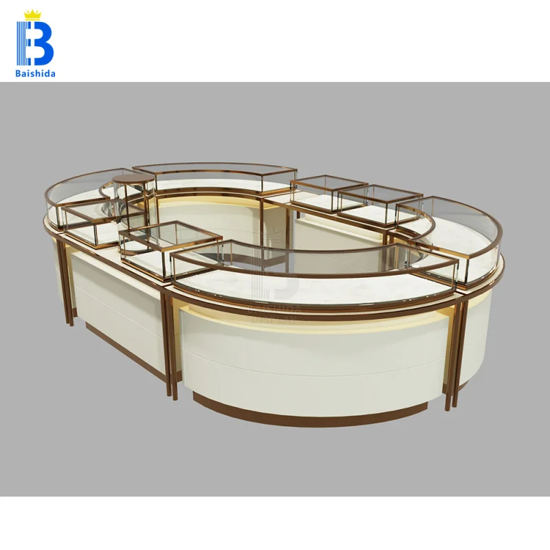 Vitrine de vidro personalizada, armário de armazenamento de joias, quiosque, espelho montado na parede, armário de joias, compras ma