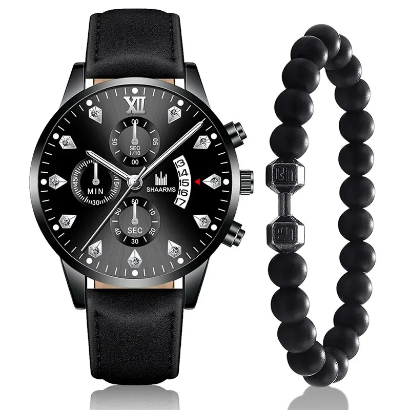 Luxury Mens Watches Leather Strap Calendar Quartz Watch Men Business Casual Watch Fashion Black Watch Male Clock Relogio