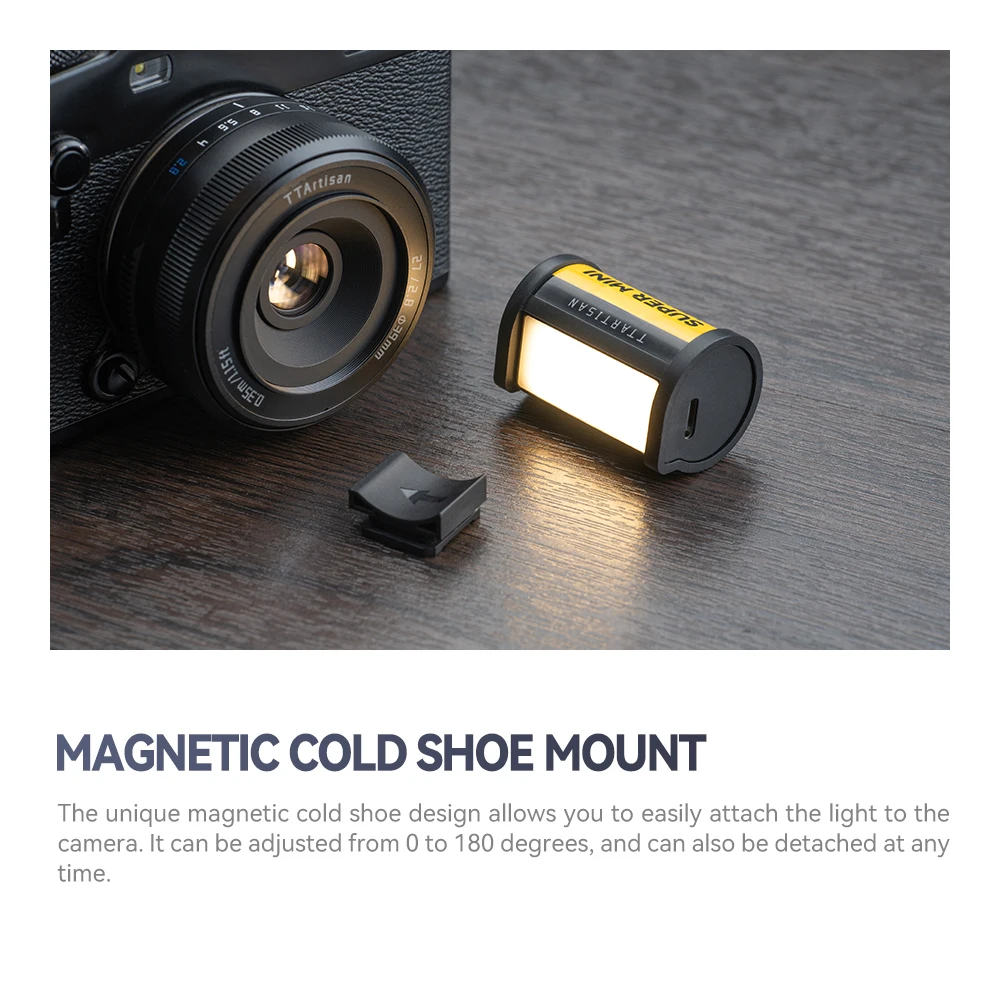 TTArtisan Mini Magnetic LED Light 0.5W 300mAh on Camera Fill Light with Cold Shoe Mount for Photography Vlog Live Streaming