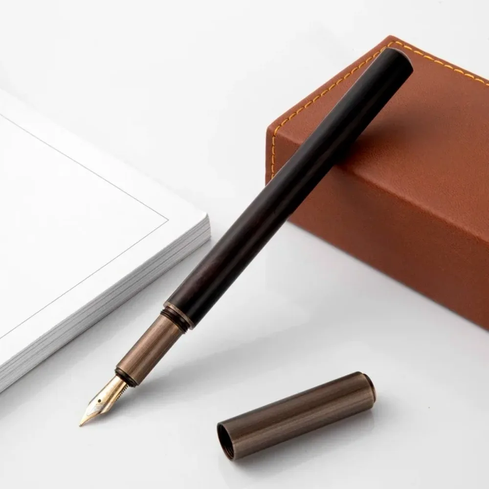 Luxury Retro Wood Bronze Fountain Pen Office Business Writing Art Calligraphy Ink Pens 0.5mm School Student Stationery Gifts image 3