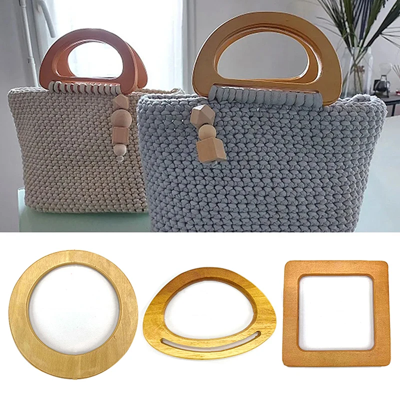 Wooden Bag Handle Decorative New Square Wood Strap Solid Color Hand Bag Replacement Accessories DIY Women's Clutch Bag Handle