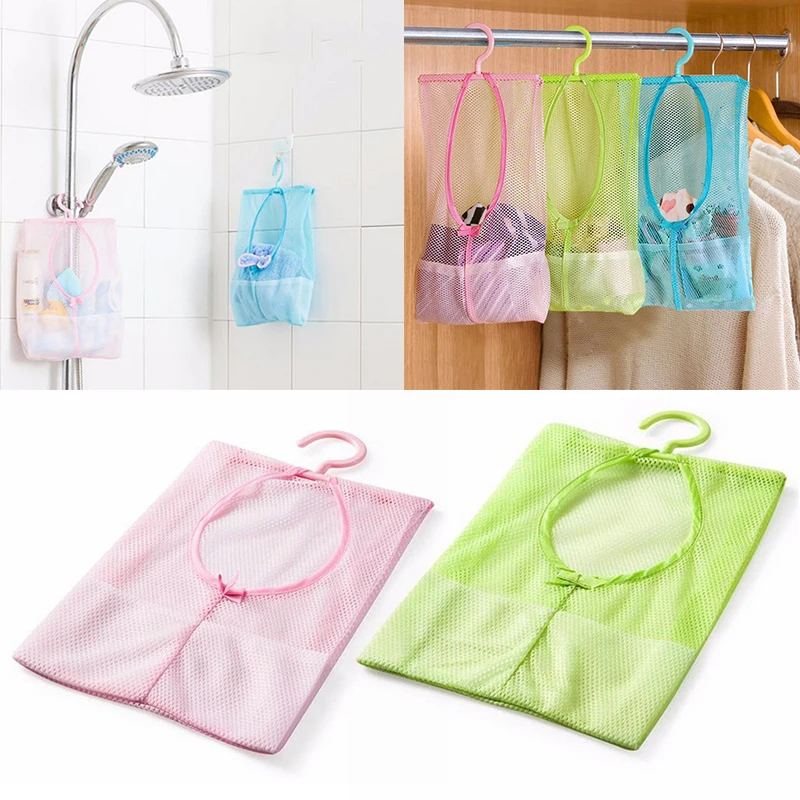 Hangable Classified Storage Mesh Bag Bathroom Hanging Bag Underwear Clothes Hanging Bag Multi-purpose Net Bag Organizer