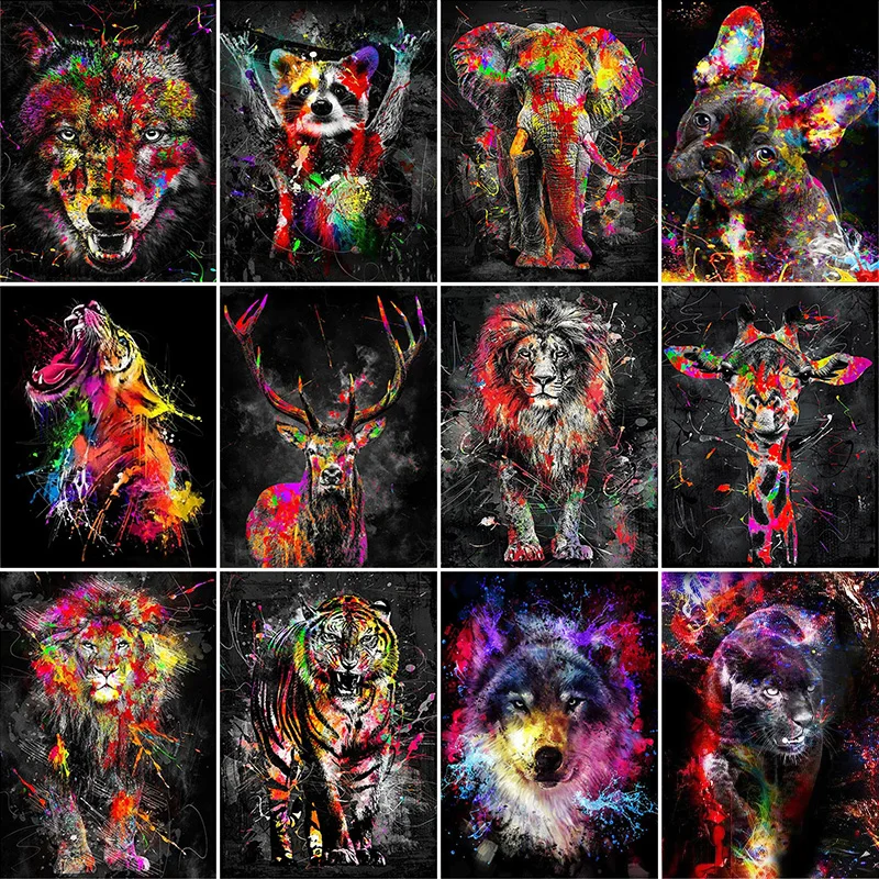 

DIY Painting By Numbers Package Animal Lion Tiger Picture for Adults Acrylic Paint Wall Art Paintings Home Decoration Handcraft