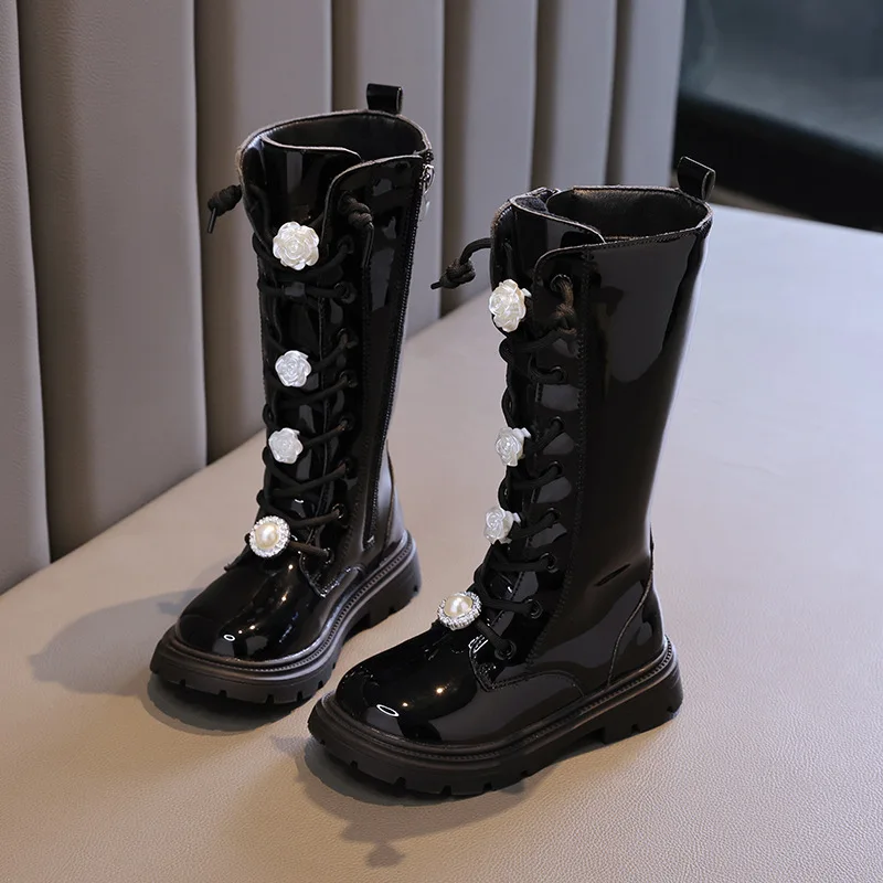 Spring and Autumn New 2024 Versatile Breatheable Sweet Girls Casual High Boots Elegant Princess Boots Drop Shipping Fashion Kids