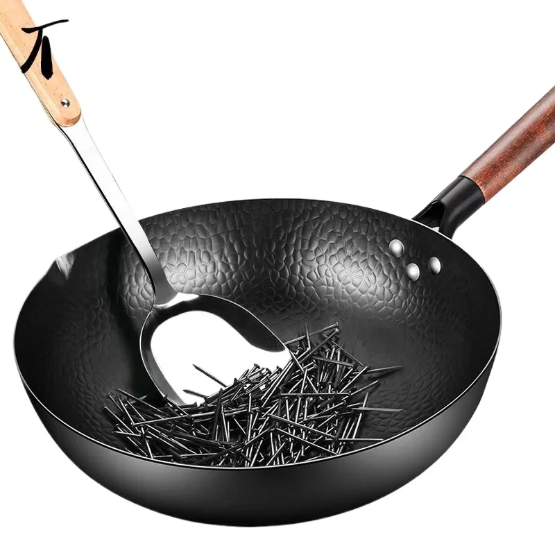 Women Lightweight Wok Pan,Hammer Cast Iron Frying pan,Durable Non-stick Wok,For Kitchen Gas Stove And Induction Kitchen Cookware