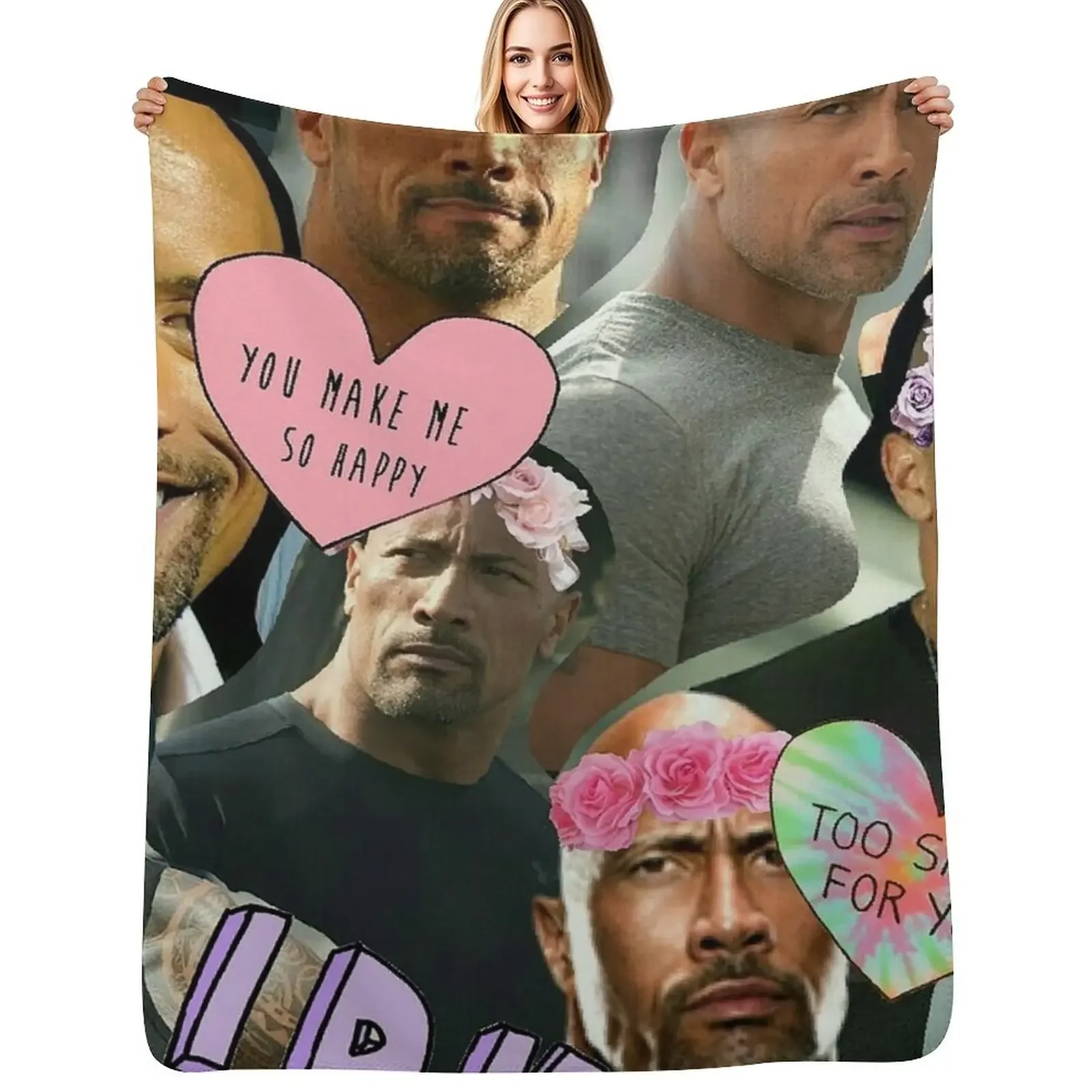 

The Rock Dwayne Johnson Throw Blanket For Sofa Thin manga anime Plaid on the sofa Blanket