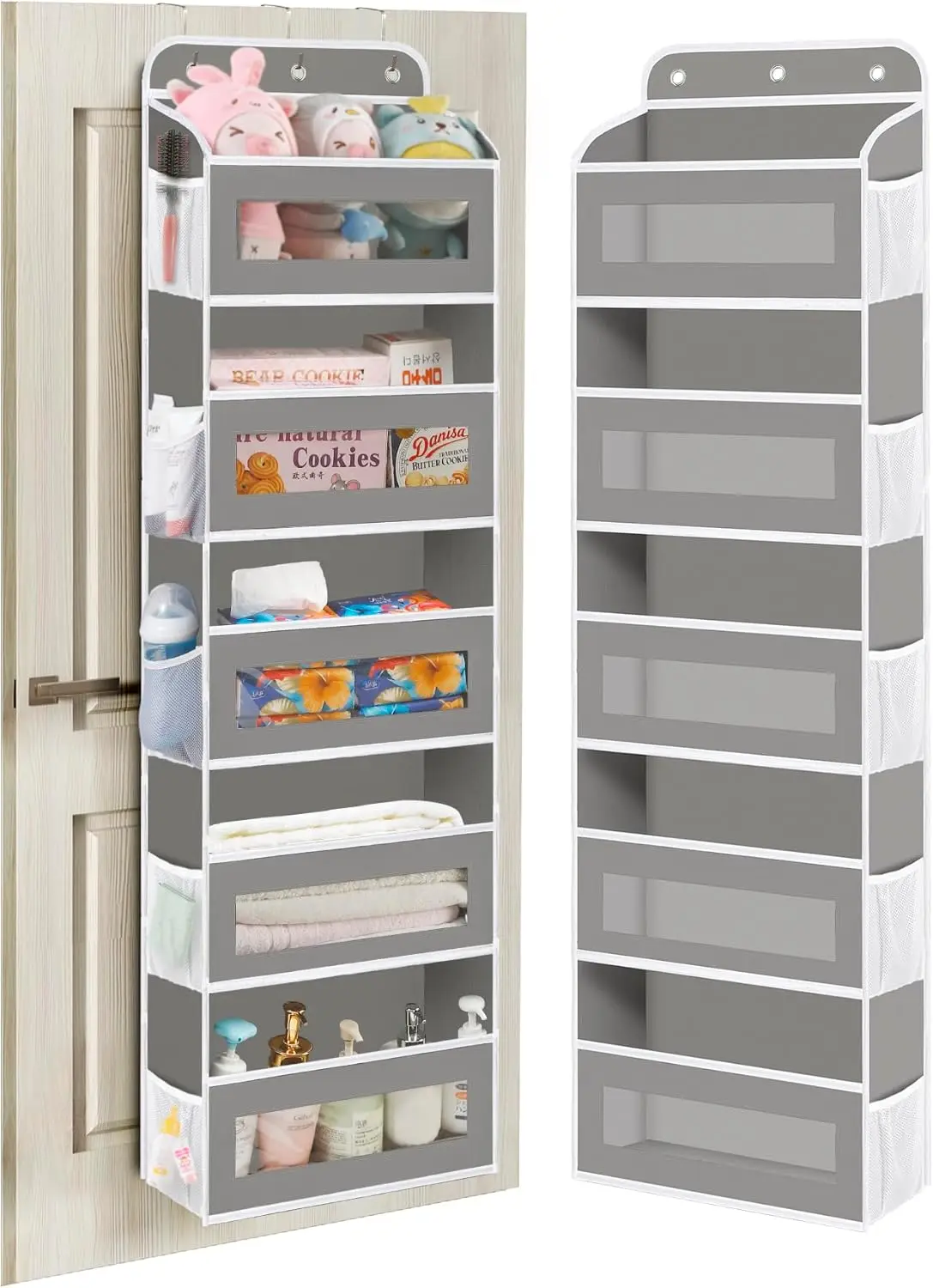 

Over The Door Organizer, 5 Shelves Closet Door Hanging Organizer with 10 Mesh Pockets, Nursery Closet Organizer, Baby Essenti