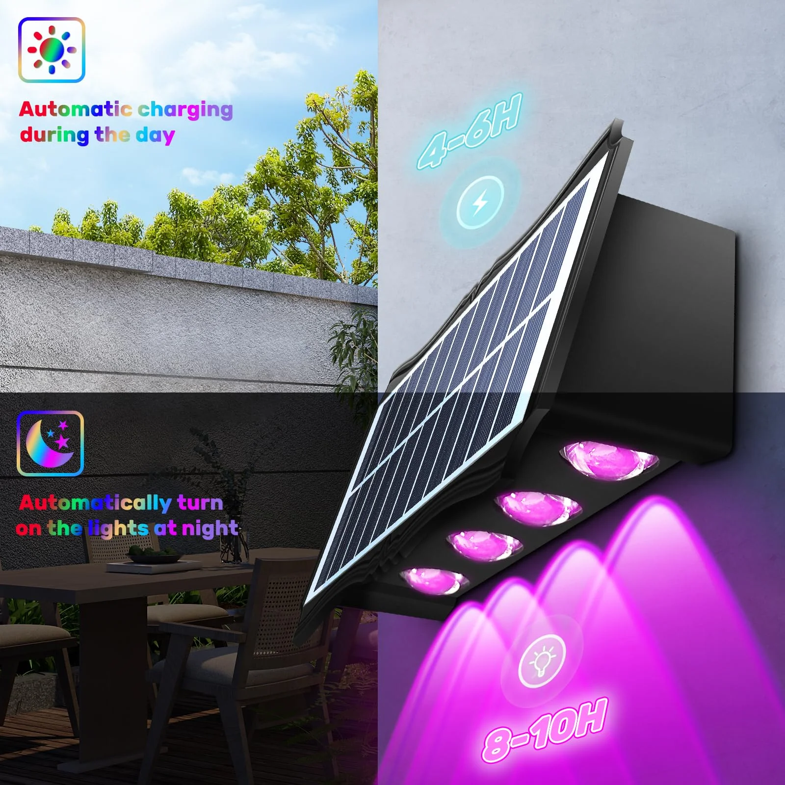 Solar Wall Washer 8/10/12led Lights Up and Down Luminous Lighting RGB White Warm Outdoor Solar Wall Lamp Garden Yard Decor