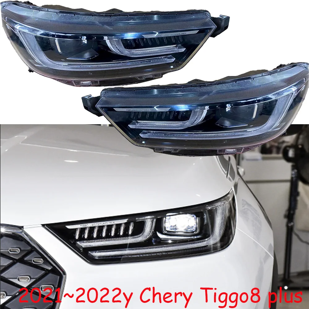 1pcs car bumper headlamp for Chery Tiggo8 headlight 2021~2023y ALL IN LED DRL car chery Tiggo8 daytime running light head light