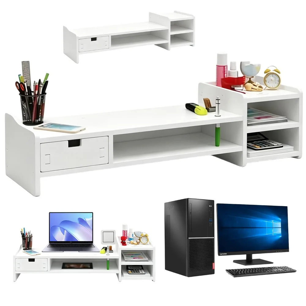 Multifunktionaler Monitorständer mit Ablage – Desktop-Organizer, Monitorständer, ergonomisches Design, hochdichte Faserplatte mit Aufbewahrungsfunktion, einfache Montage