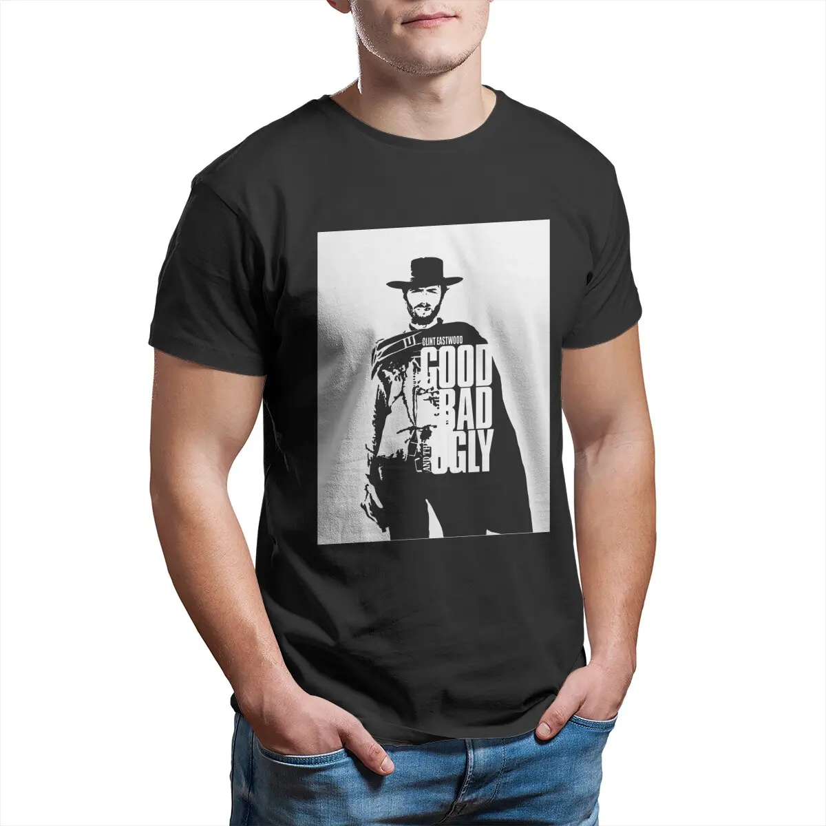 Clint Eastwood The Bad And The Ugly T-Shirt Men  Casual 100% Cotton Tees  T Shirts Adult Clothing