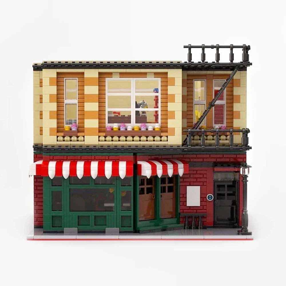 89106 jiestar ผู้เชี่ยวชาญด้านการสร้างถนนดูจากส่วนกลางเพิร์คอิฐบ้านจำลองแบบแยกส่วนบล็อกตัวต่อร้านอาหารในตัวเมือง