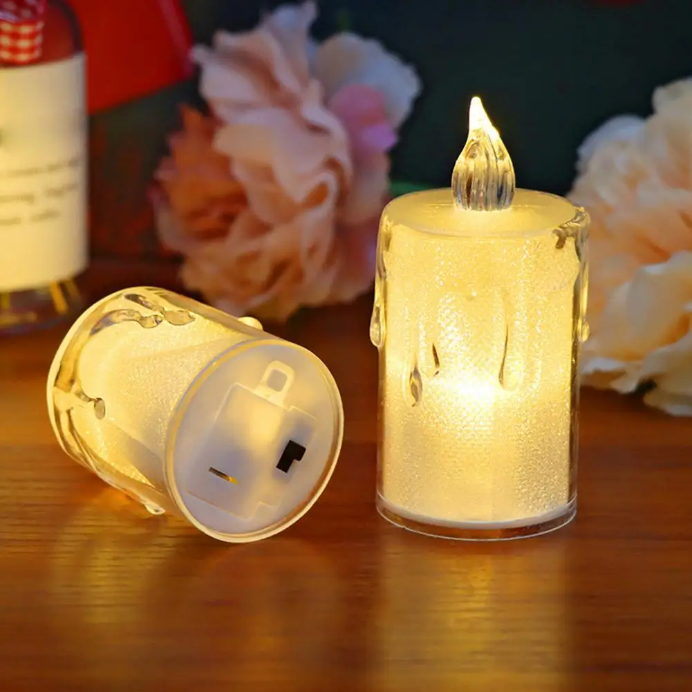 24Pcs Clear Electronic Candle Lamp Battery Operated Desktop Mini Flameless Candle LED Night Light Birthday Gift Party Decoration