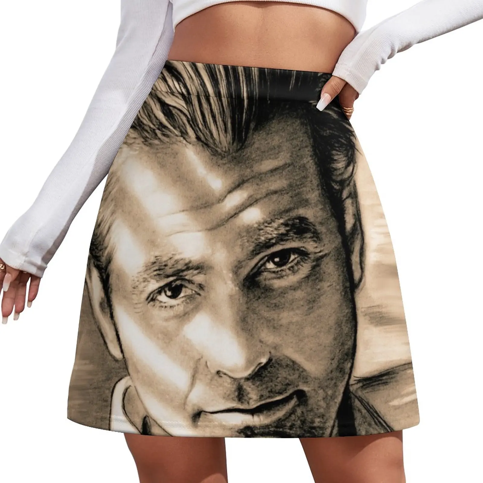 Clooney portrait drawing antique Mini Skirt korean style clothing Evening dresses Women skirts