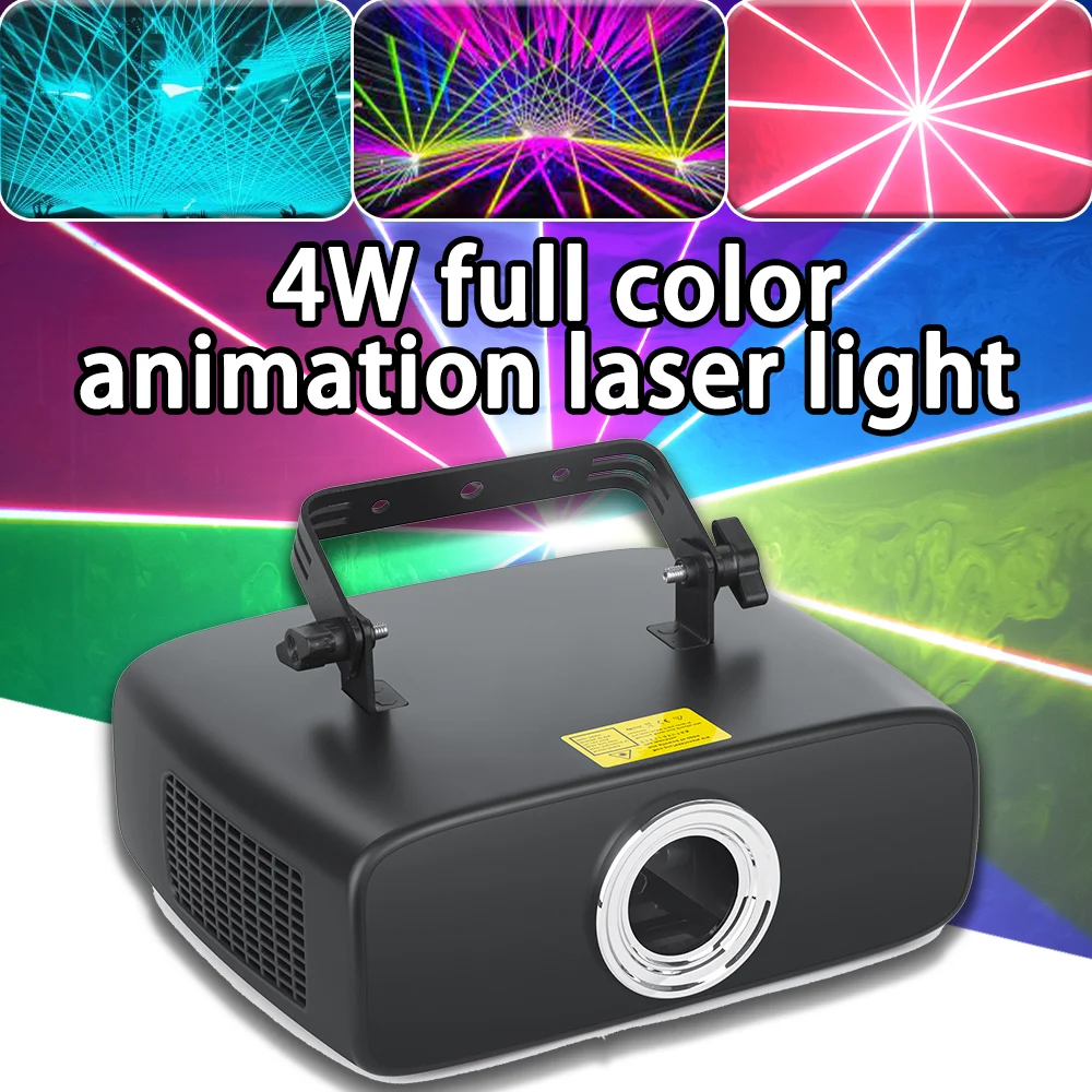 

4W полноцветный анимационный лазерный свет 3D RGB сценический луч эффект света 20K гальванометр проектор DMX512 для DJ Disco Bar Party Live