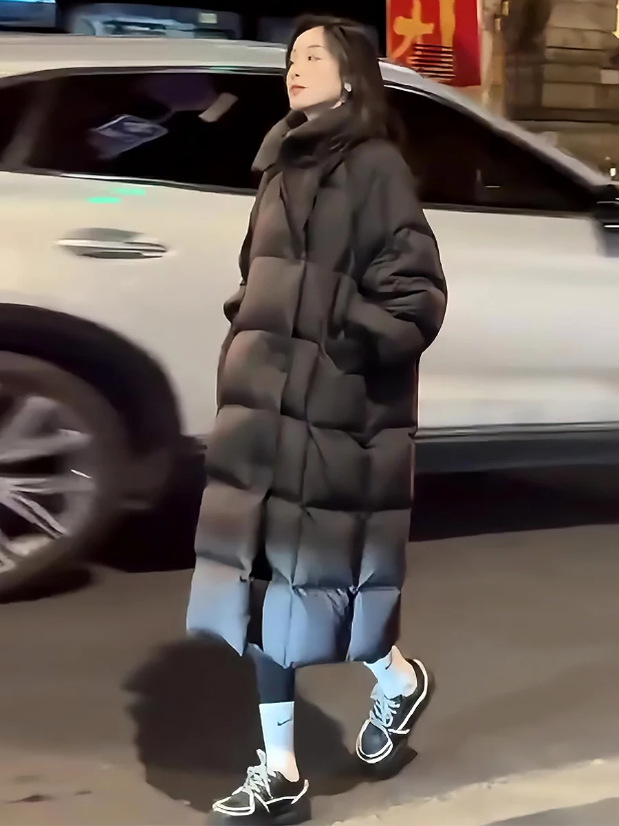 Invierno Thiened blanco Du down Jaet mujer abrigo con cuello Faionable cálido viajero Sle longitud media otro cuello