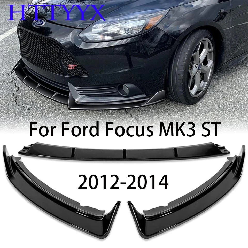 포드 포커스 MK3 ST 2012 2013 2014 3Pcs 광택 블랙 자동차 앞 범퍼 스플리터 립 디퓨저 바디 키트 스포일러 가드에 적합 썸네일 7