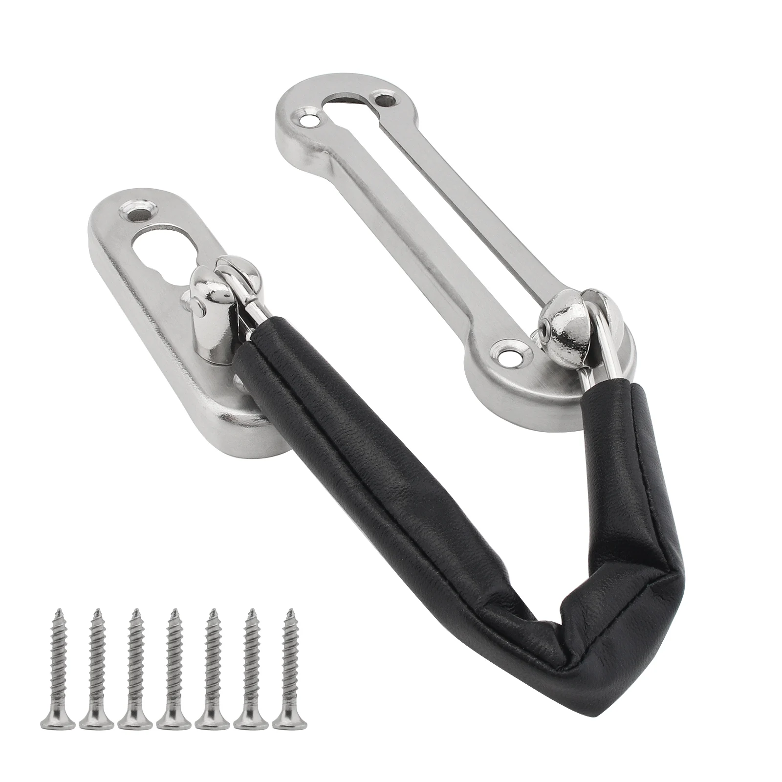 

Stainless Steel Door Chain Lock Casting Guard Latch Locks Thicken Security Chain with PU Leather Cover for Inside Door