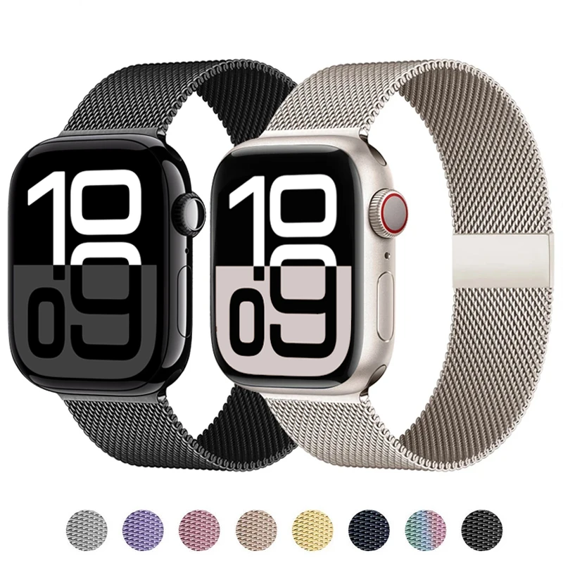 Milanese Loop Strap For Apple Watch Band 44mm 40mm 45mm 41mm 49mm 46 42mm correa bracelet iWatch series 3 6 se 7 8 9 ultra 2 10