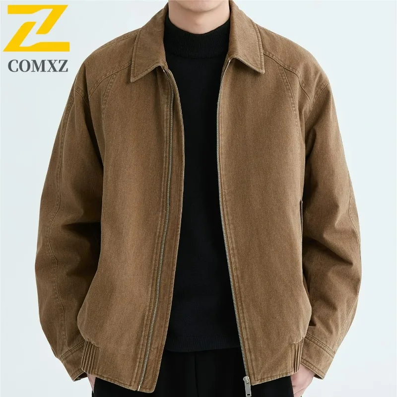 

Мужские легкие кожаные куртки в стиле ретро с американскими лацканами, прочная стильная ветровка для пешего туризма, кемпинга, уличное водонепроницаемое пальто