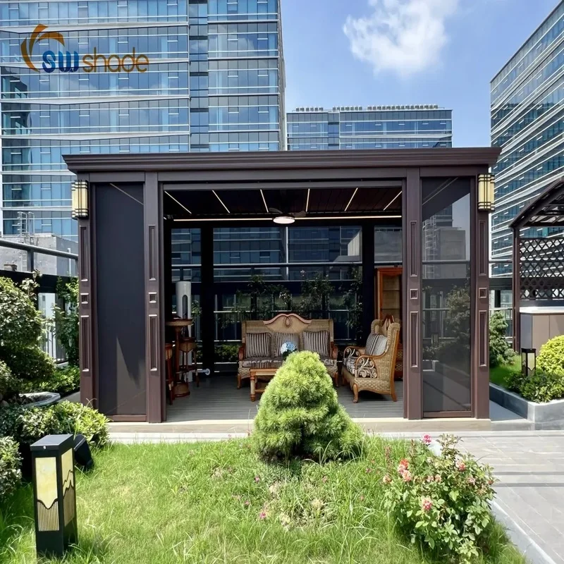Customized Professional Stylish Pergola Design Adjustable Roof Corrosion-Resistant Frame Pergola