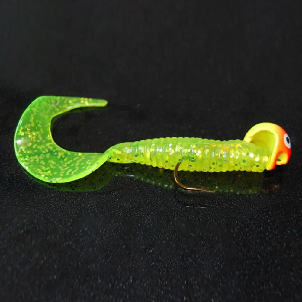 10g Weight Fishing Jig Head Hook 5Pcs Set With Eyes Round Inverted Jigging Hook Colored Design Soft Worm Grub Hook