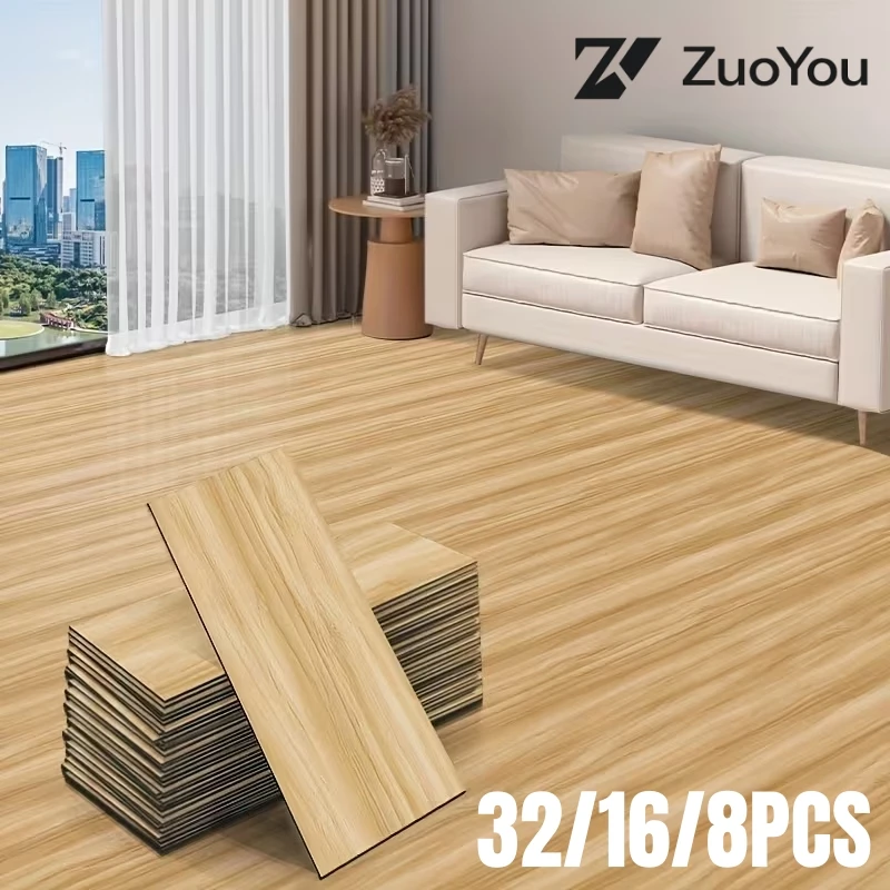 Tablones de Suelo de Madera Autoadhesivos - Losetas de Suelo con Aspecto de Madera y Material IXPE Engrosado para Renovación de Dormitorios DIY