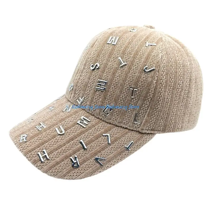 

573B Fashionable Women Sun Protective Hat with Hard Shell Duck Bill and Attractive Metal Letter Decors for Outdoor Street Wear