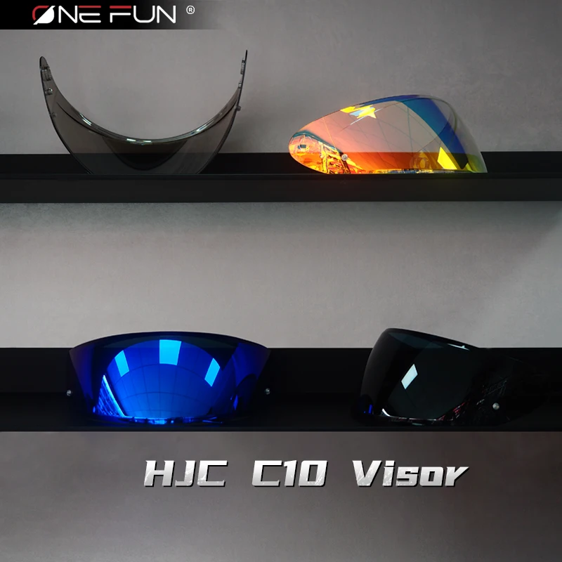 C10 helm Visor untuk HJC C10 HJ-34P, helm Photochromic wajah penuh antikabut lensa Pinlock hitam pelangi perak