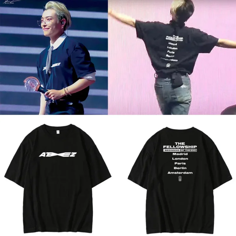 2023 New ATEEZ THE FELLOWSHIP T-shirt Men/Women Summer Fashion Kpop T-shirts ATEEZ Merch Tees Tops