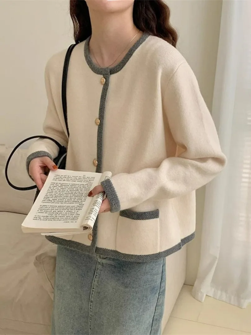 

Вязаный ор Кардиган женский, свободный крой, круглый, повседневный топ, модный, осень 2021, цельный, длинный, цвет све