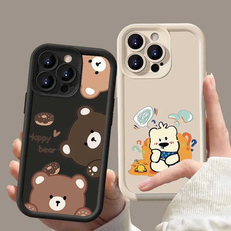 Case for Xiaomi Redmi Note 12 4G 13 11 10 13 Pro Plus 10 5G 12S 11S 10S Redmi 12 12C 13C 4G Case Couple Cute Cartoon Bear Cover