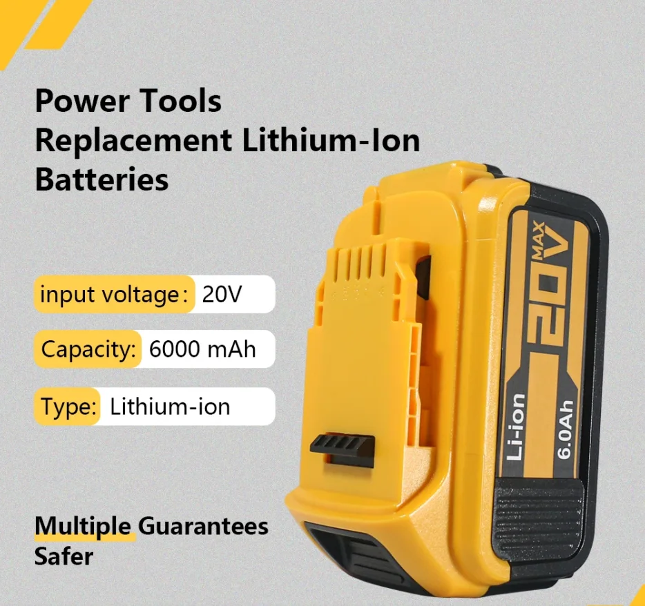 

For Dewalt 20V 5.0Ah/5000mAh Li-ion battery for power tool vacuum cleaners, For DCB200 DCB202 DCB204 DCB206 DCB205 DCB180 DCB182