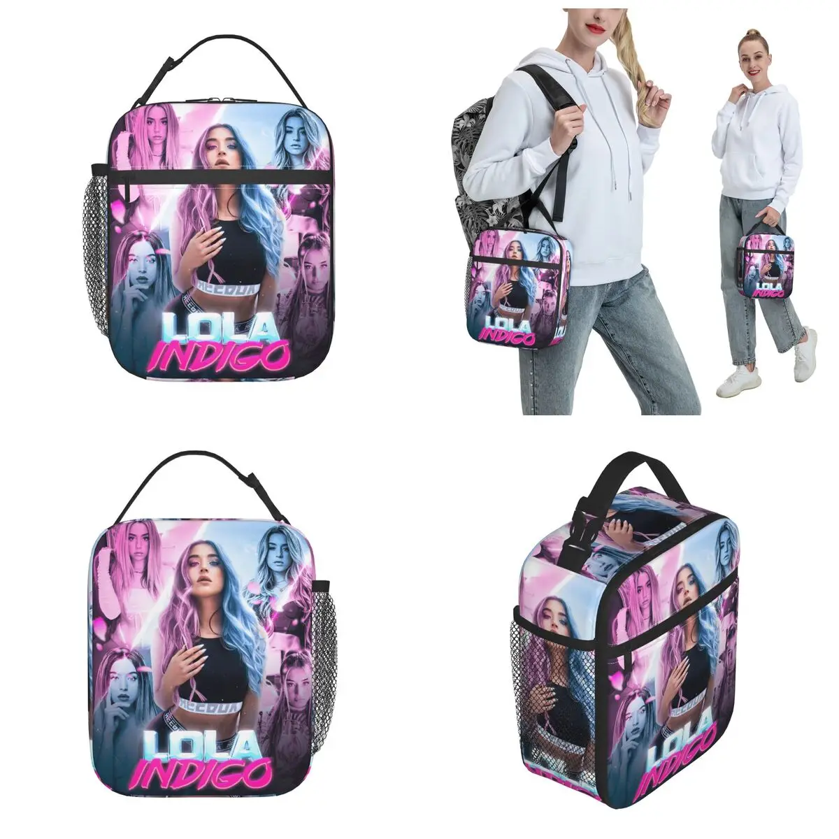 Lolas Indigos Singer Insulated Lunch Bag Thermal Bag Reusable Lunch Container Portable Tote Lunch Box Men Women College Picnic