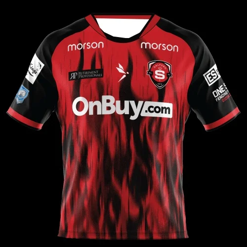 2026 Salford Red Devils Home Rugby League Jersey Men Short Sleeve Super League Football Shirt Quick Dry Fans Uniform