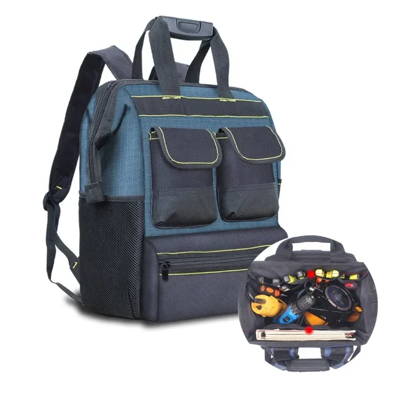 Canvas Electrician Tool Backpack Shoulder-Mounted, Large Capacity Multi-Functional Durable Repair Tool Bag