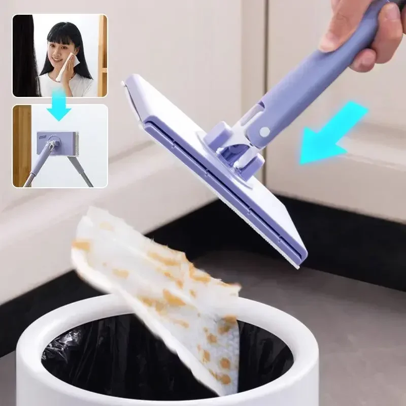 8PCS Portable Mini Mop Automatic Paper Towel Changing Mop Mini Face Towel Compatible Mop for Floor Window and Dust Removal