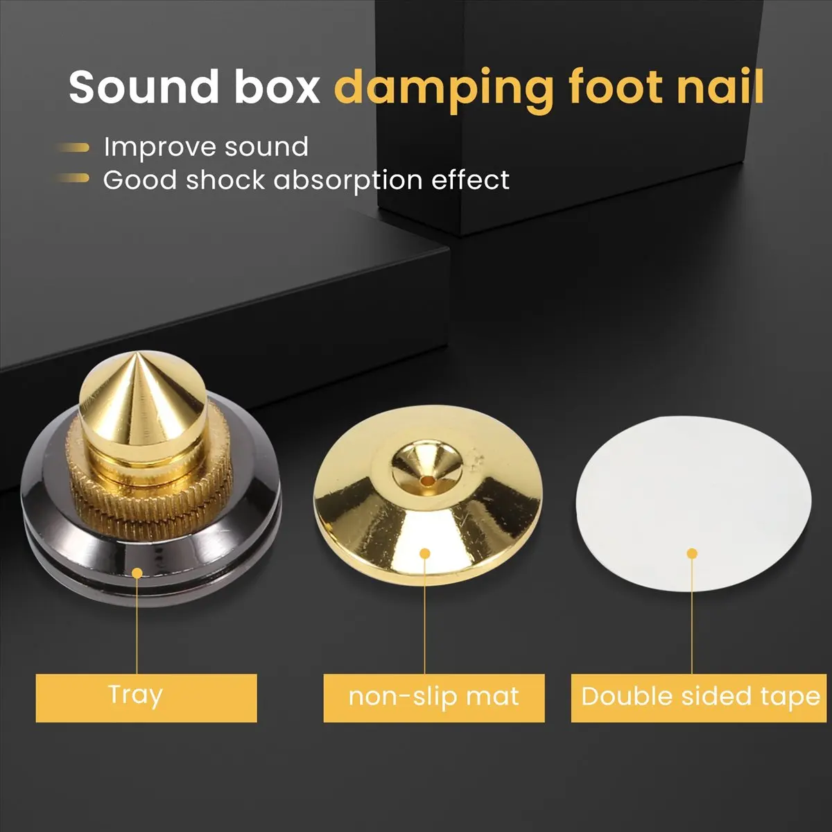 NEW DT85-4 Set Gold Speaker Spike with Floor Discs Stand Foot Isolation Spikes Professional Speaker Accessories