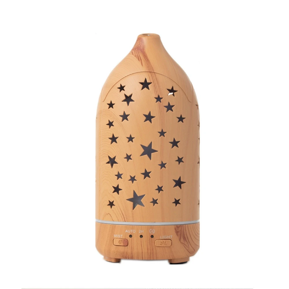 

ABHI 100ML Air Humidifier Essential Oil Aroma Diffuser - Woden Style Rotating Aromatherapy Machine Mist Maker Light