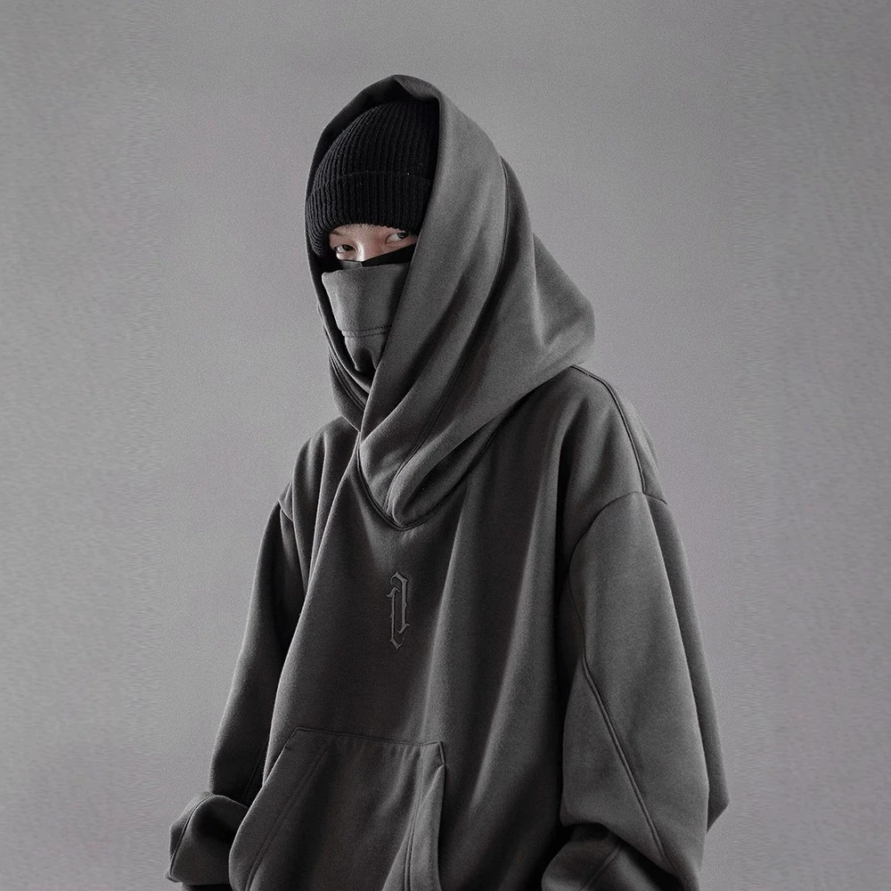 Autumn Ninja Street Wear Turtleneck Hoodie for Women Alphabet Embroidered Hip Hop Fashion Sweatshirt Y2K Clothes Vintage Hoodies