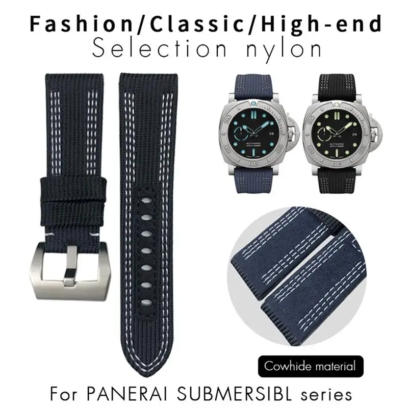 BEFIA-Bracelet de Montre en Tissu de Nylon, 24mm 26mm, pour Panerai SubSN Shoor PAM, Toile Cuir dehors, Outils Cadeaux