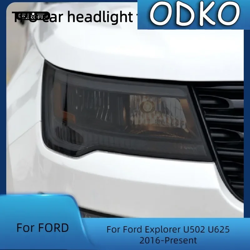 

Для Ford Explorer U502 U625 2016-настоящее время, защитная пленка для фар автомобиля, дымчатая черная прозрачная наклейка из ТПУ, аксессуары