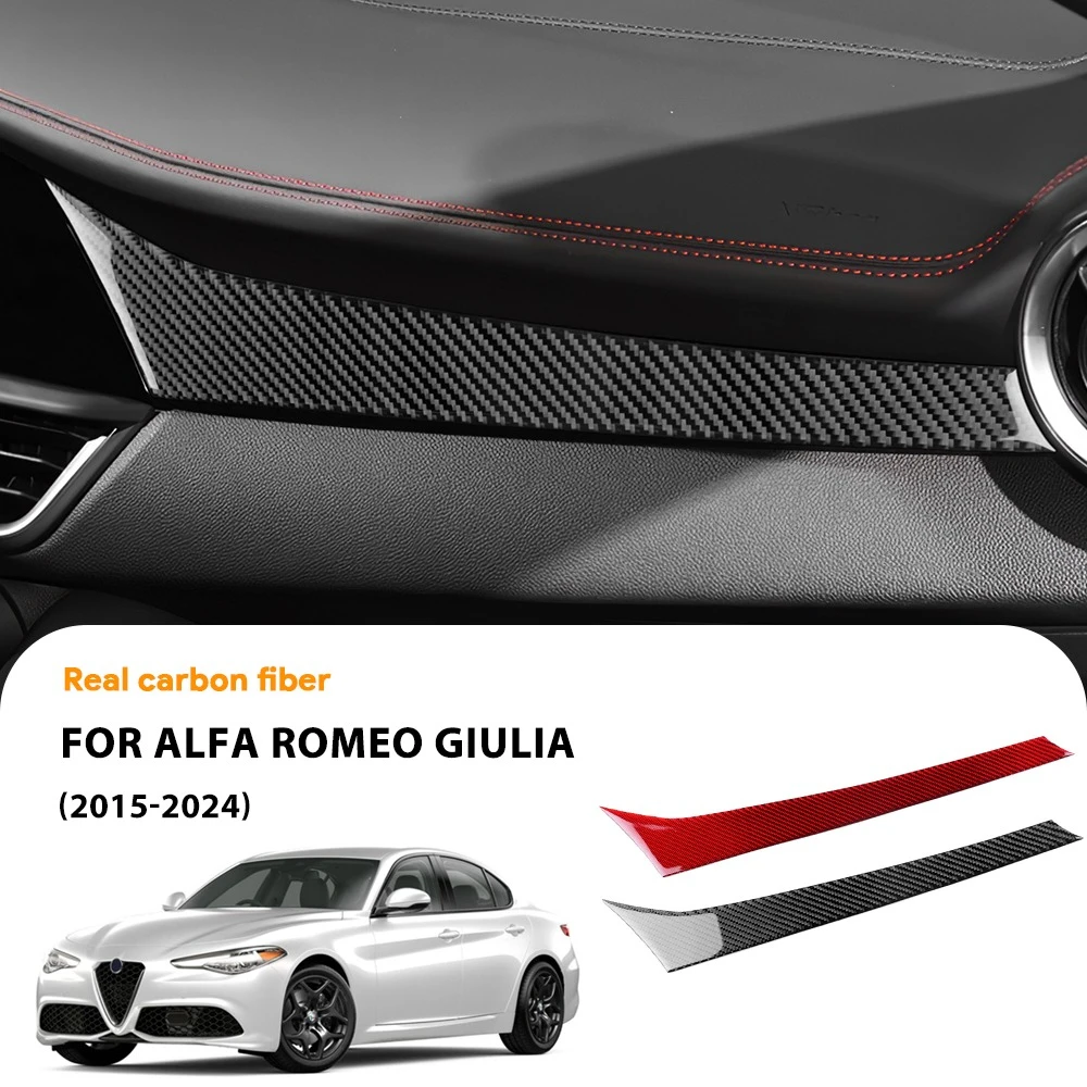 Accesorios Interiores de Fibra de Carbono Modificados para Alfa Romeo Giulia 15-25, Panel de Consola Central, Adhesivos Decorativos para el Panel del Copiloto