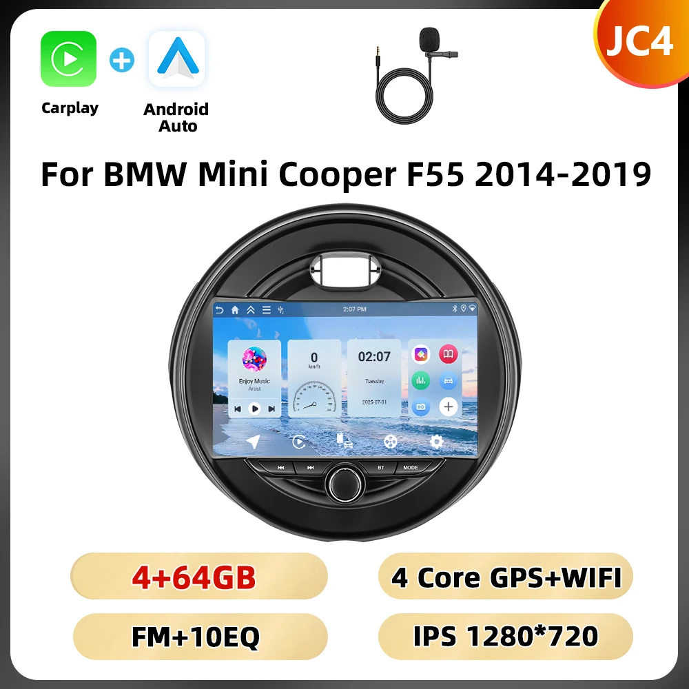 Podofo 8Core WIFI 4G Auto Audio Voor BMW Mini Cooper F55 2014-2019 Navigatie Carplay Android Auto AI Voice Spiegel Link Auto Stereo