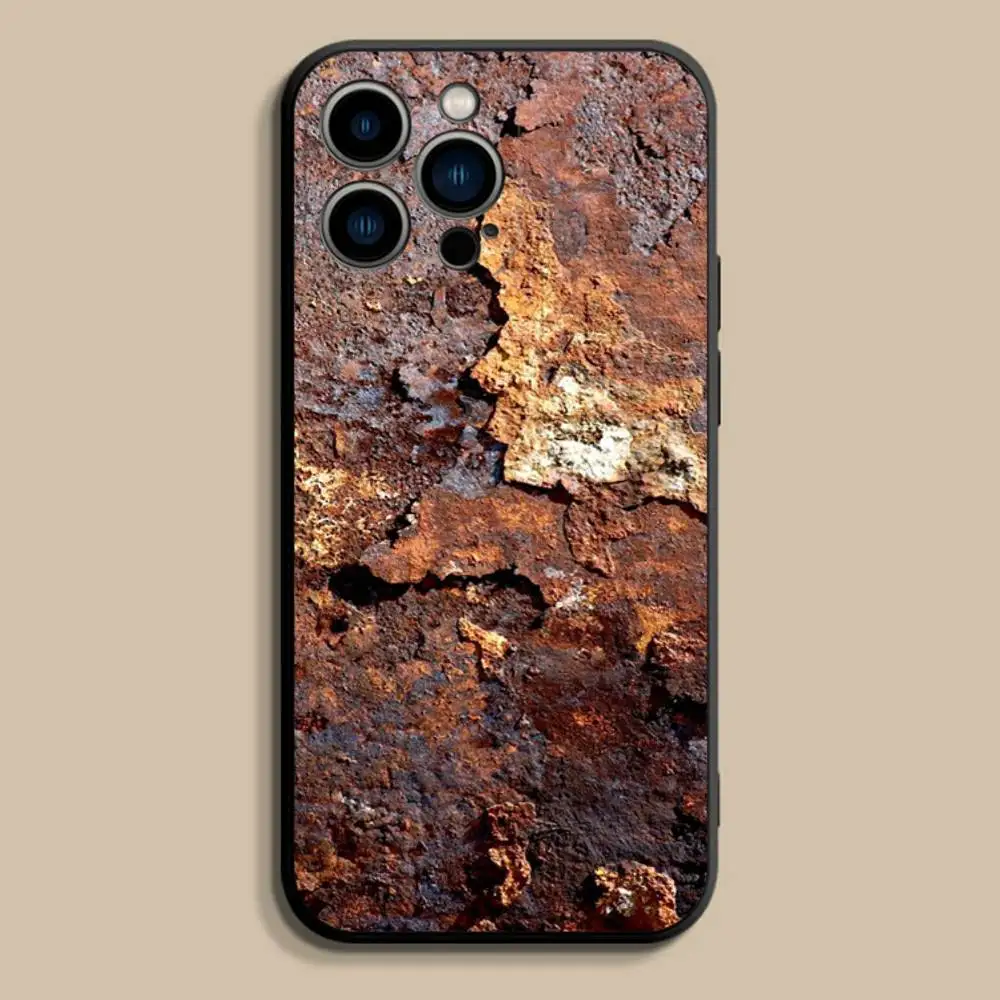 레트로 인더스트리얼 스타일 러스티 폰 케이스 아이폰 17,16,15,14,13,12,프로,맥스,플러스,E,SE4,에어,미니 블랙 소프트 커버