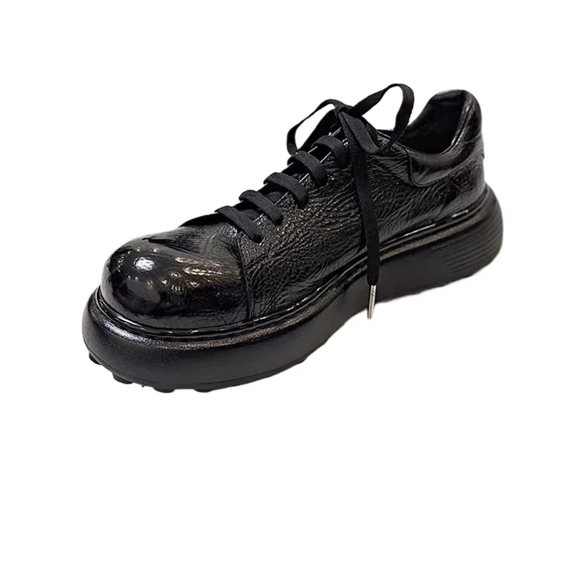 

Туфли дерби ручной работы с круглым носком, мужские американские ретро элитные туфли из натуральной кожи, рабочая кожа на толстой подошве, мужские молодежные туфли