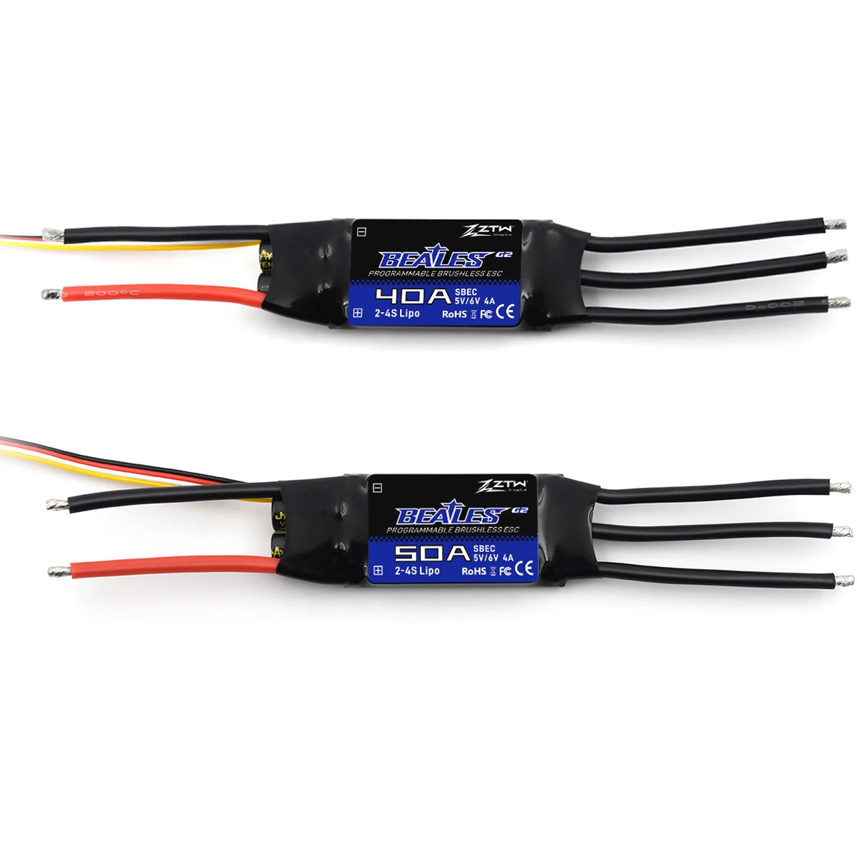 ZTW 32-Bit Brushless ESC Beatles G2 20A/30A/40A/50A/60A/80A/100A 2-6S SBEC 5V/6V 8A Speed Controller For RC Airplane Fixed-wing