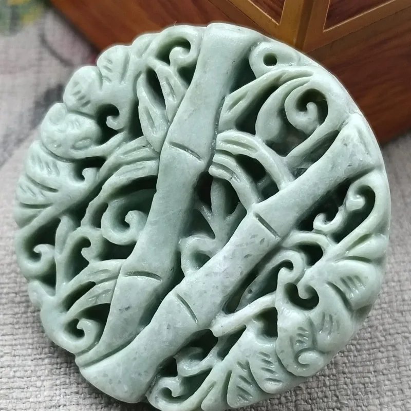 

Guizhou Cui Hollow Bamboo National Style Jade Pendant, Men's and Women's Jade Accessories