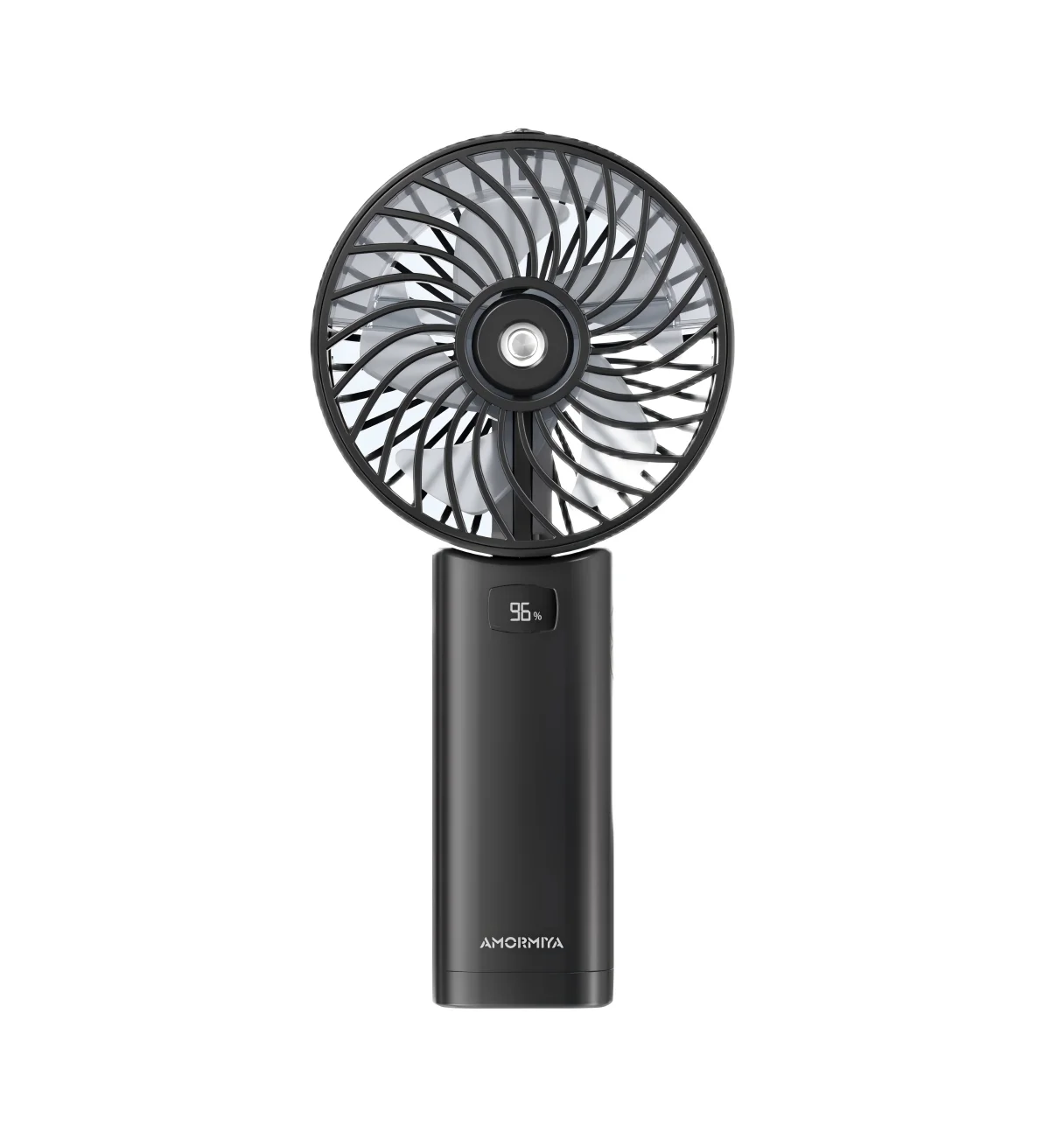 

AMORMIYA Handheld Rechargeable Spray Fan 180°Foldable Handle Humidifier Mini Neck Fan with Digital Display 5000mAh/5inch
