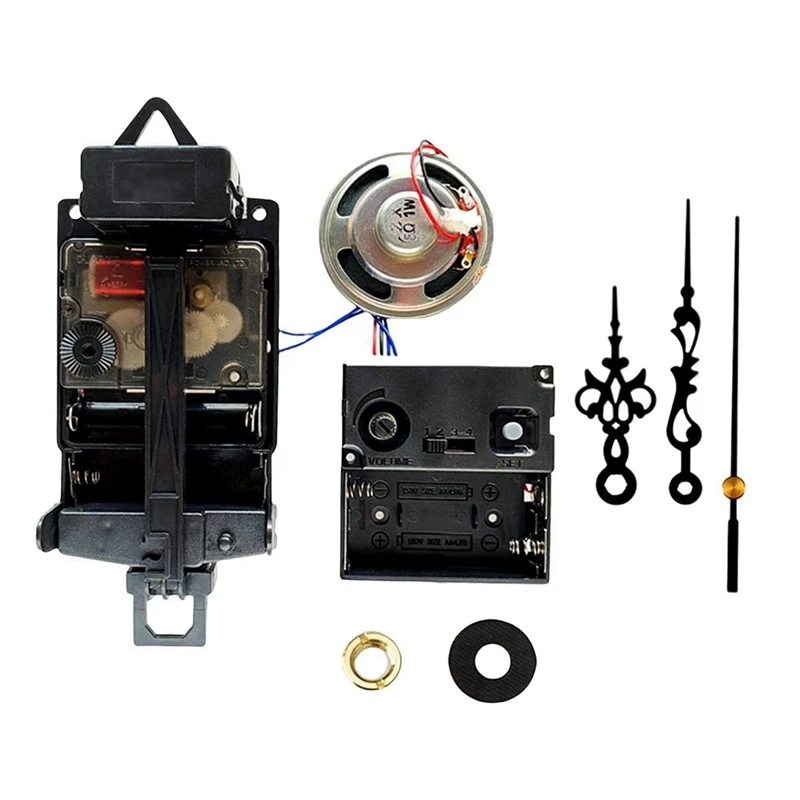 2X Quartz Pendulum Clock Movement With Black Hands,With Music Box Speaker,Battery Operated,Melody Mechanism For Clock